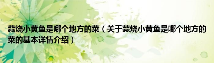 蒜烧小黄鱼是哪个地方的菜（关于蒜烧小黄鱼是哪个地方的菜的基本详情介绍）
