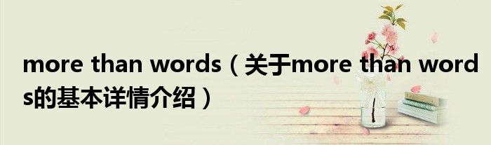 more than words（关于more than words的基本详情介绍）