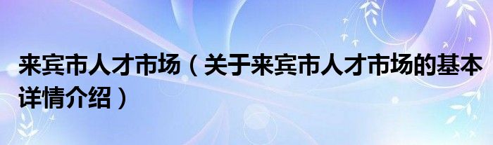 来宾市人才市场（关于来宾市人才市场的基本详情介绍）