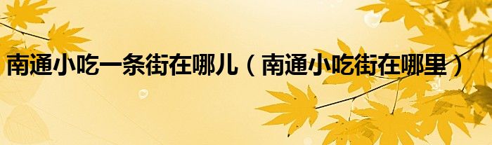 南通小吃一条街在哪儿（南通小吃街在哪里）