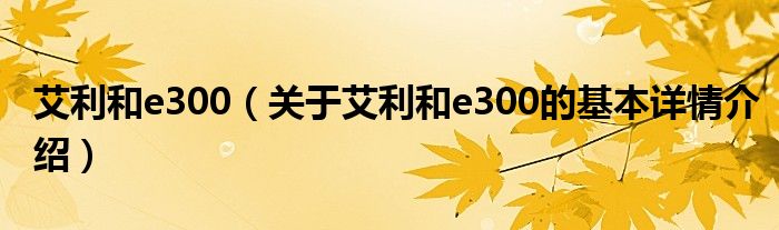艾利和e300（关于艾利和e300的基本详情介绍）