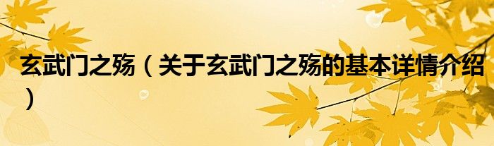玄武门之殇（关于玄武门之殇的基本详情介绍）
