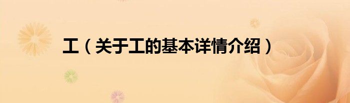 工（关于工的基本详情介绍）