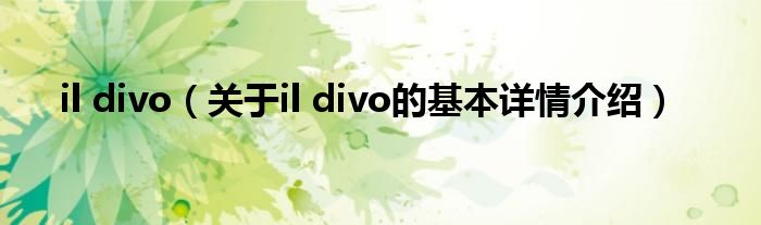 il divo（关于il divo的基本详情介绍）