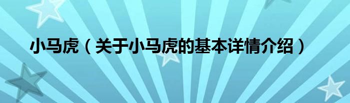 小马虎（关于小马虎的基本详情介绍）