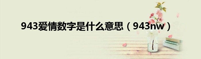 943爱情数字是什么意思（943nw）