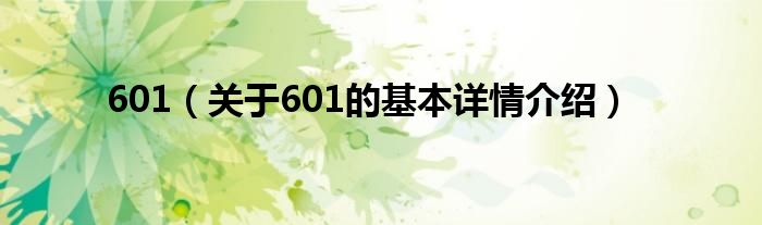 601（关于601的基本详情介绍）