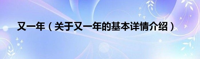 又一年（关于又一年的基本详情介绍）