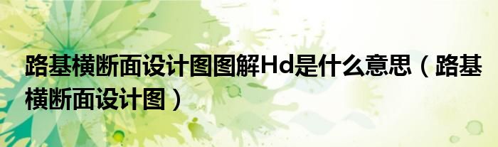 路基横断面设计图图解Hd是什么意思（路基横断面设计图）