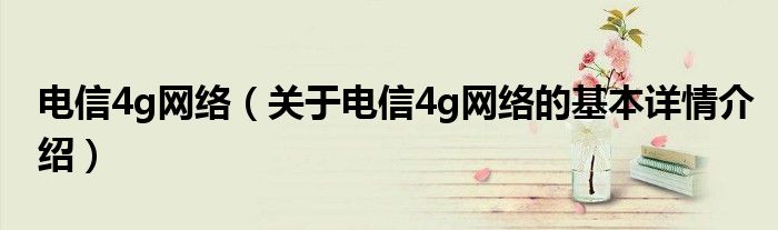 电信4g网络（关于电信4g网络的基本详情介绍）
