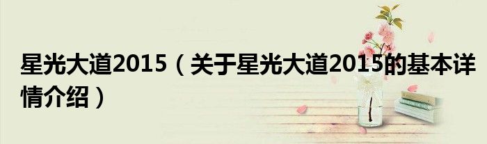 星光大道2015（关于星光大道2015的基本详情介绍）
