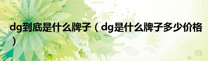 dg到底是什么牌子（dg是什么牌子多少价格）