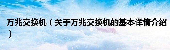 万兆交换机（关于万兆交换机的基本详情介绍）