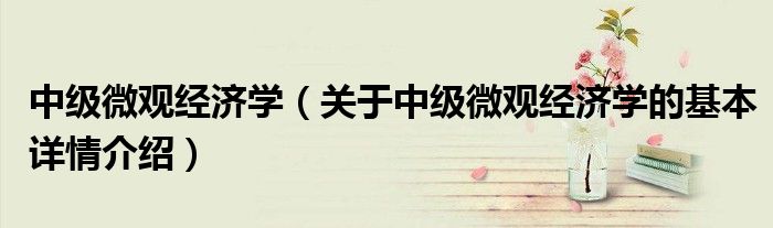 中级微观经济学（关于中级微观经济学的基本详情介绍）