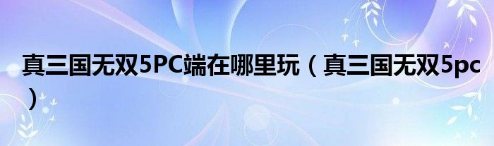 真三国无双5PC端在哪里玩（真三国无双5pc）
