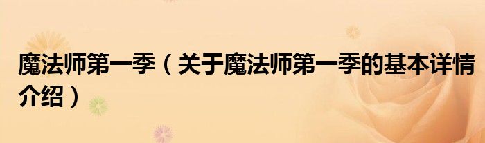 魔法师第一季（关于魔法师第一季的基本详情介绍）