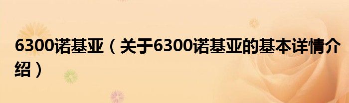 6300诺基亚（关于6300诺基亚的基本详情介绍）