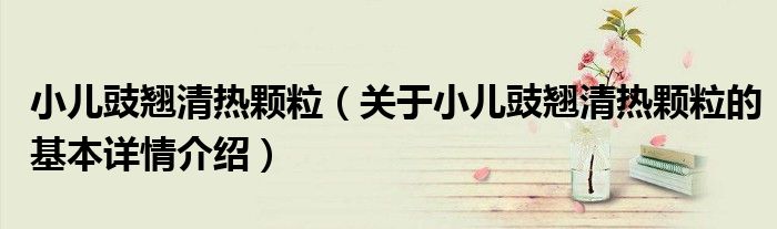 小儿豉翘清热颗粒（关于小儿豉翘清热颗粒的基本详情介绍）
