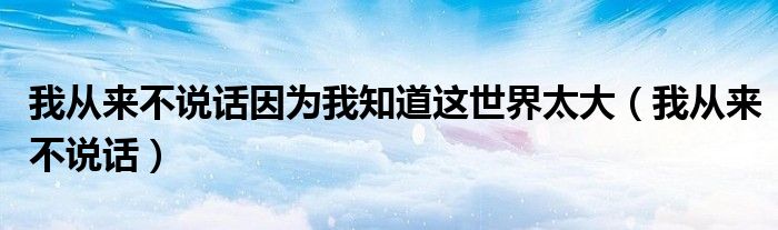 我从来不说话因为我知道这世界太大（我从来不说话）