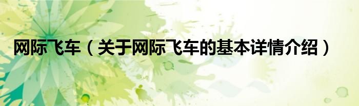 网际飞车（关于网际飞车的基本详情介绍）