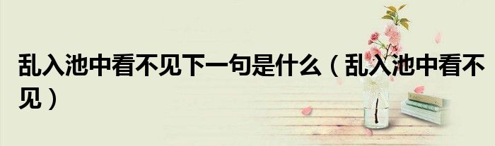 乱入池中看不见下一句是什么（乱入池中看不见）