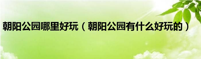 朝阳公园哪里好玩（朝阳公园有什么好玩的）