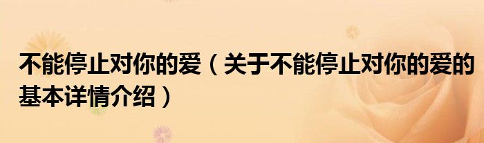 不能停止对你的爱（关于不能停止对你的爱的基本详情介绍）