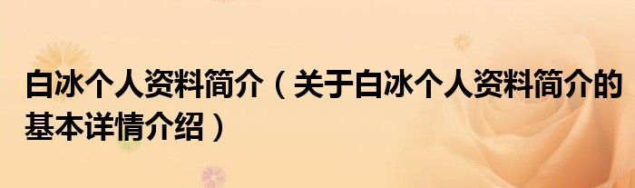 白冰个人资料简介（关于白冰个人资料简介的基本详情介绍）