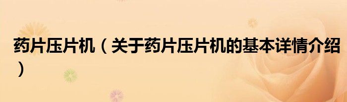 药片压片机（关于药片压片机的基本详情介绍）