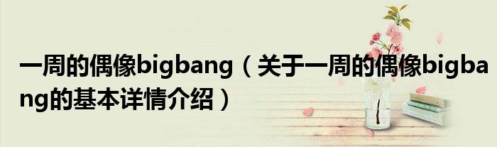一周的偶像bigbang（关于一周的偶像bigbang的基本详情介绍）