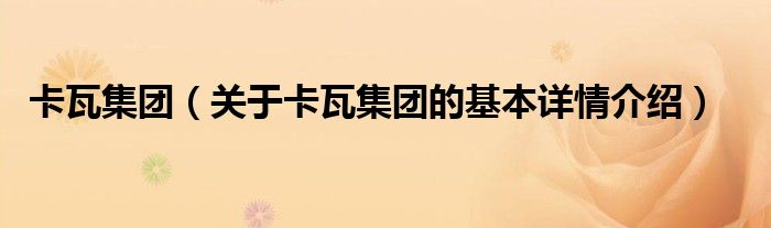 卡瓦集团（关于卡瓦集团的基本详情介绍）