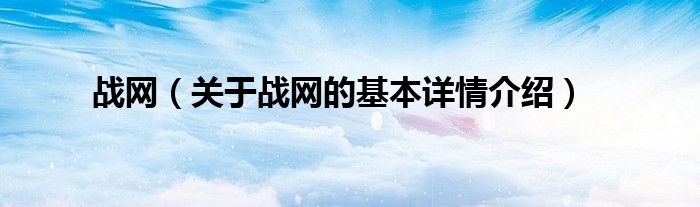战网（关于战网的基本详情介绍）