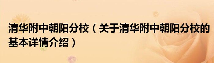 清华附中朝阳分校（关于清华附中朝阳分校的基本详情介绍）