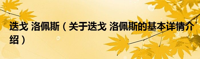 迭戈 洛佩斯（关于迭戈 洛佩斯的基本详情介绍）