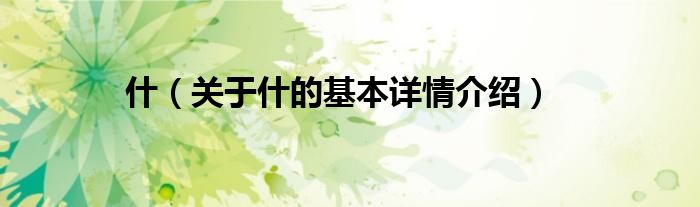 什（关于什的基本详情介绍）