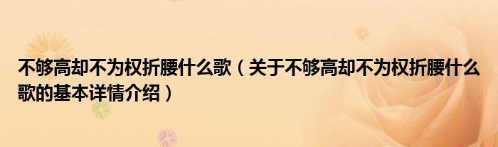 不够高却不为权折腰什么歌（关于不够高却不为权折腰什么歌的基本详情介绍）