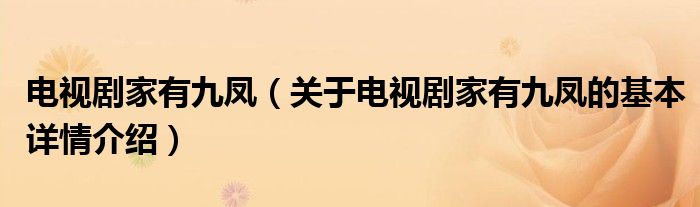 电视剧家有九凤（关于电视剧家有九凤的基本详情介绍）