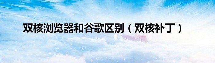 双核浏览器和谷歌区别（双核补丁）