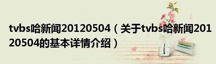 tvbs哈新闻20120504（关于tvbs哈新闻20120504的基本详情介绍）