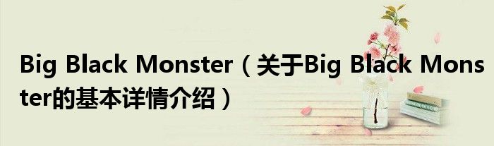 Big Black Monster（关于Big Black Monster的基本详情介绍）