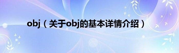 obj（关于obj的基本详情介绍）