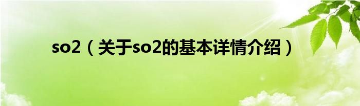 so2（关于so2的基本详情介绍）