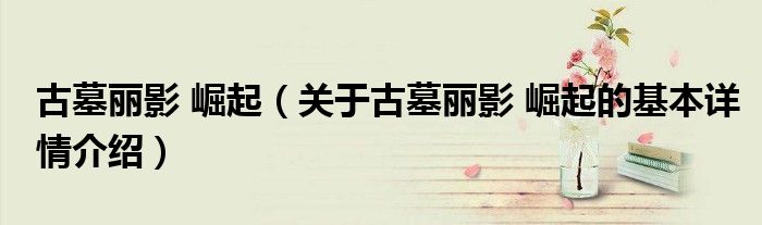 古墓丽影 崛起（关于古墓丽影 崛起的基本详情介绍）