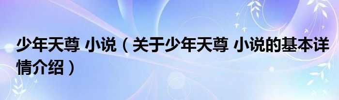 少年天尊 小说（关于少年天尊 小说的基本详情介绍）