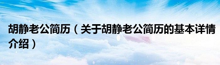 胡静老公简历（关于胡静老公简历的基本详情介绍）