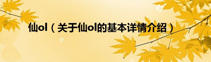 仙ol（关于仙ol的基本详情介绍）