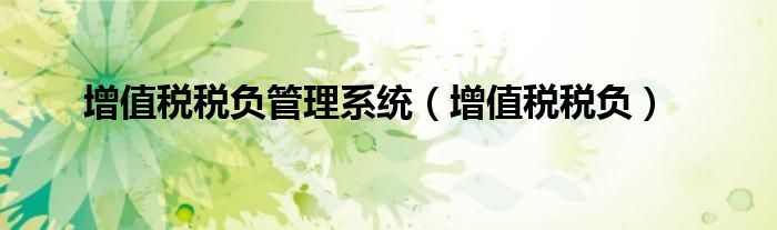 增值税税负管理系统（增值税税负）