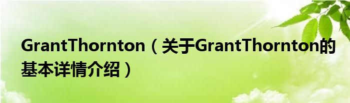 GrantThornton（关于GrantThornton的基本详情介绍）