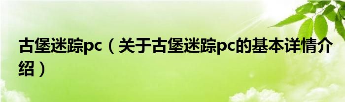 古堡迷踪pc（关于古堡迷踪pc的基本详情介绍）