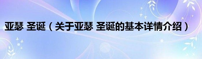 亚瑟 圣诞（关于亚瑟 圣诞的基本详情介绍）